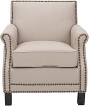Safavieh Easton Club Chair-Brass Nail Heads Taupe and Java Furniture main image