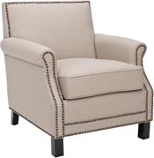 Safavieh Easton Club Chair-Brass Nail Heads Taupe and Java Furniture 