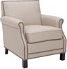 Safavieh Easton Club Chair-Brass Nail Heads Taupe and Java Furniture 