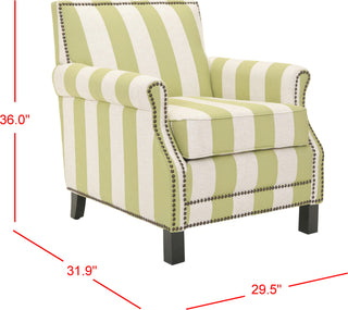 Safavieh Easton Club Chair With Stripes-Brass Nail Heads Multi Stripe and Espresso Furniture 