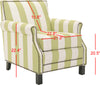 Safavieh Easton Club Chair With Stripes-Brass Nail Heads Multi Stripe and Espresso Furniture 