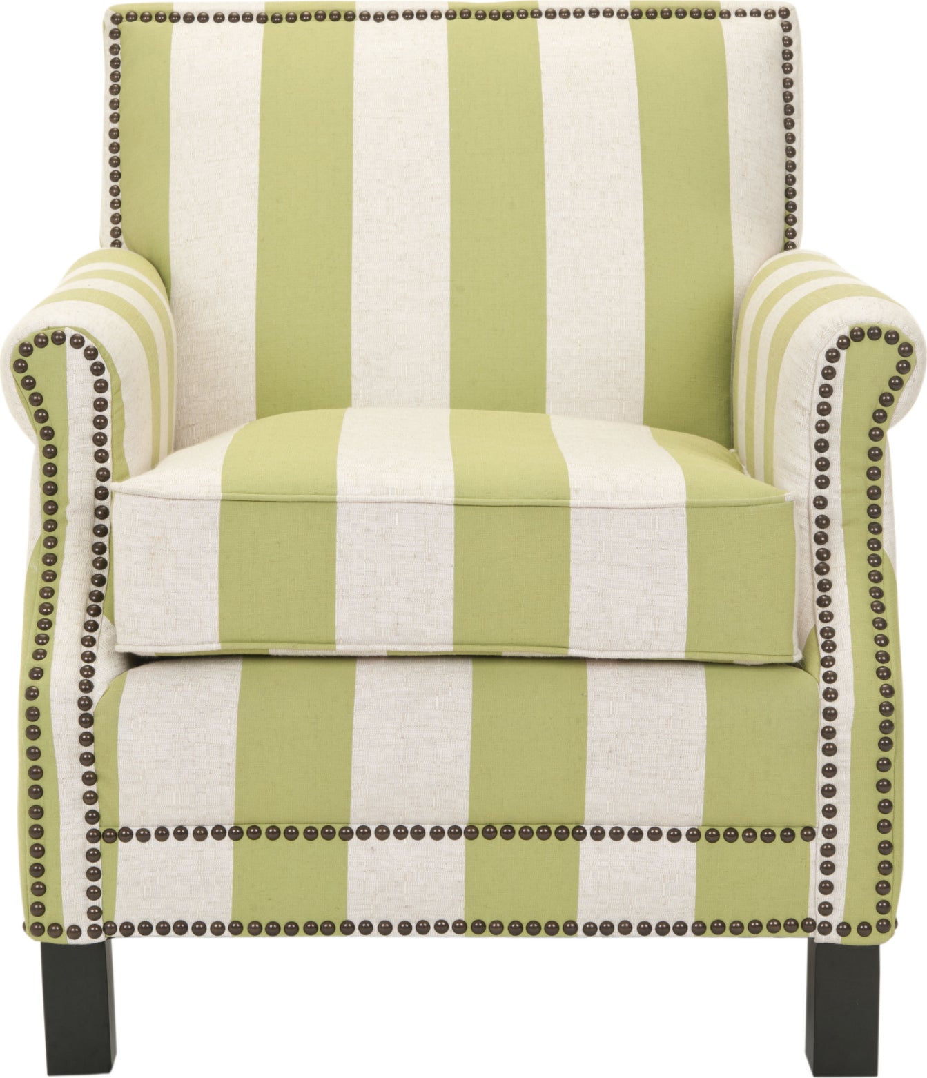 Safavieh Easton Club Chair With Stripes-Brass Nail Heads Multi Stripe and Espresso Furniture main image