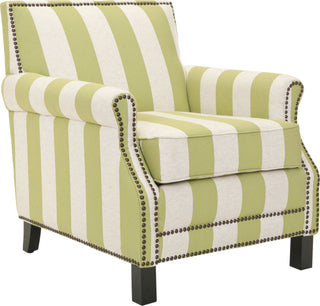 Safavieh Easton Club Chair With Stripes-Brass Nail Heads Multi Stripe and Espresso Furniture 