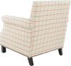 Safavieh Easton Club Chair In Plaid-Brass Nail Heads Taupe and Orange Espresso Furniture 
