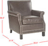 Safavieh Easton Club Chair-Silver Nail Heads Antique Brown and Espresso Furniture 