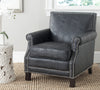 Safavieh Easton Club Chair-Silver Nail Heads Black Crocodile and Espresso  Feature