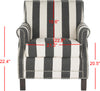 Safavieh Easton Club Chair With Awning Stripes-Silver Nail Heads Black and White Espresso Furniture 