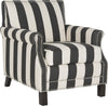 Safavieh Easton Club Chair With Awning Stripes-Silver Nail Heads Black and White Espresso Furniture  Feature