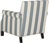 Safavieh Easton Club Chair With Awning Stripes-Silver Nail Heads Grey and White Espresso Furniture 