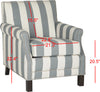 Safavieh Easton Club Chair With Awning Stripes-Silver Nail Heads Grey and White Espresso Furniture 