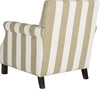 Safavieh Easton Club Chair With Awning Stripes-Silver Nail Heads Olive and White Espresso Furniture 