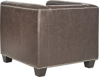 Safavieh Bentley Club Chair-Silver Nail Heads Antique Brown and Espresso Furniture 