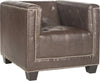 Safavieh Bentley Club Chair-Silver Nail Heads Antique Brown and Espresso Furniture 