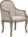 Safavieh Esther Arm Chair With Flat Black Nail Heads Taupe and Pickled Oak Furniture 