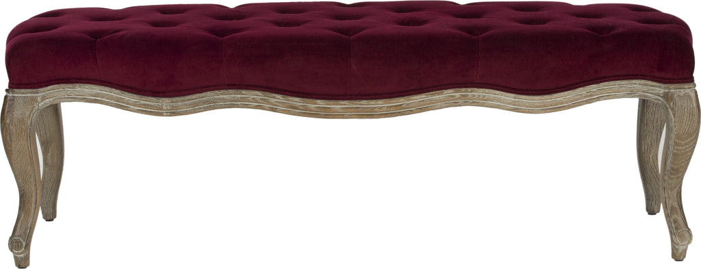 Safavieh Ramsey Bench Red Velvet and Pickled Oak Finish Furniture main image