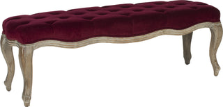 Safavieh Ramsey Bench Red Velvet and Pickled Oak Finish Furniture 