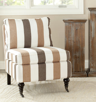 Safavieh Randy Slipper Chair Multi Stripe and Espresso  Feature