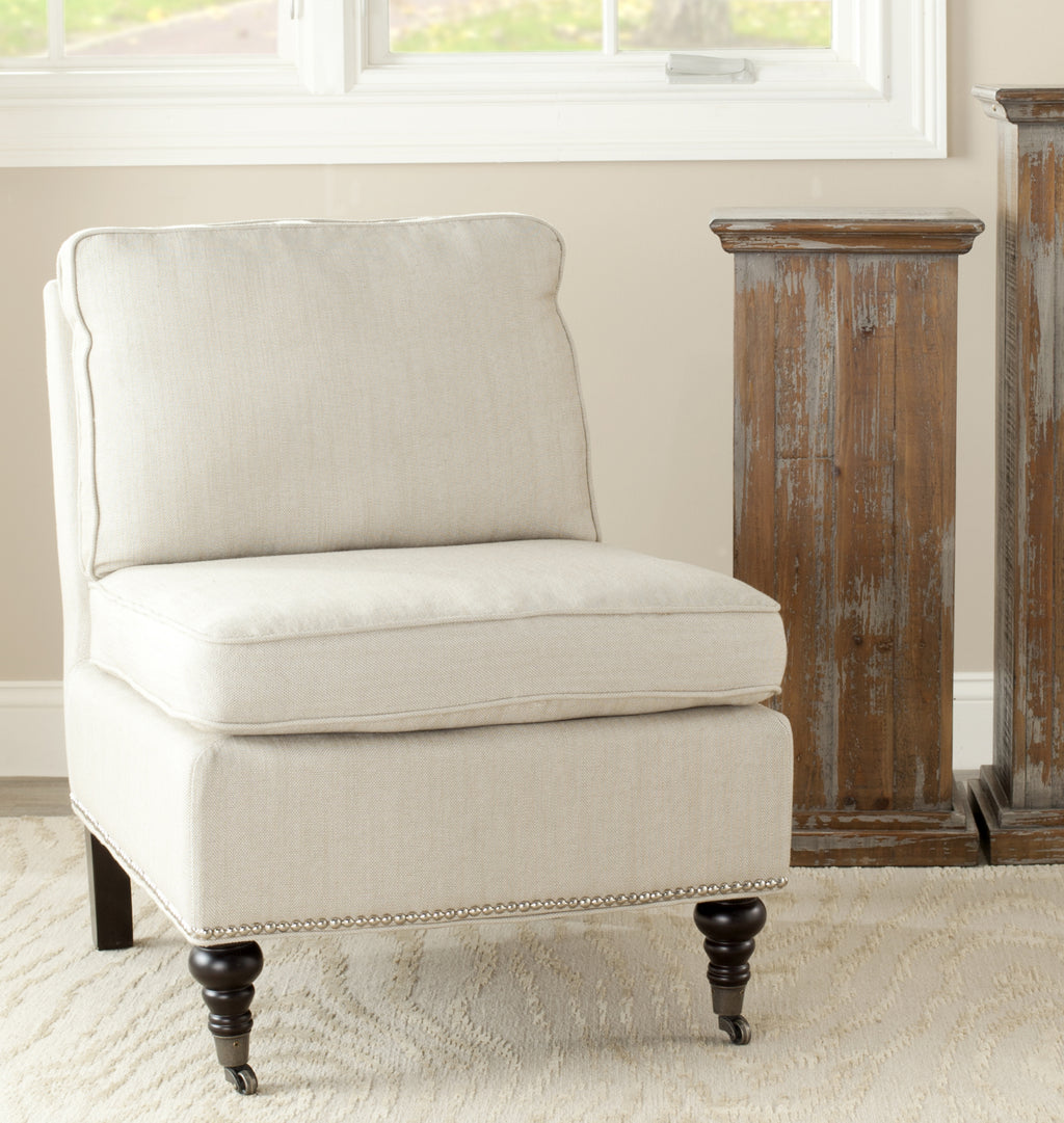 Safavieh Randy Slipper Chair Off White and Espresso  Feature