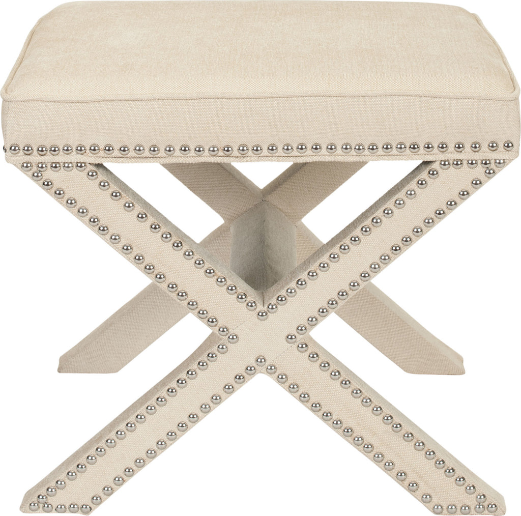 Safavieh Palmer Ottoman-Silver Nail Heads Taupe Furniture main image