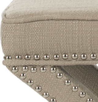 Safavieh Palmer Ottoman-Silver Nail Heads Biscuit Beige Furniture 