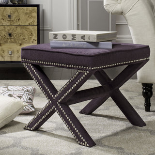 Safavieh Palmer Ottoman-Silver Nail Heads Purple Furniture  Feature