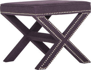 Safavieh Palmer Ottoman-Silver Nail Heads Purple Furniture 