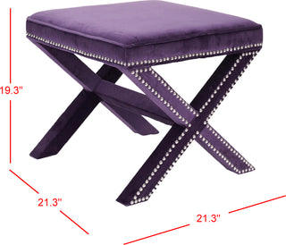 Safavieh Palmer Ottoman-Flat Black Nail Heads Plum Furniture 