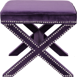 Safavieh Palmer Ottoman-Flat Black Nail Heads Plum Furniture main image