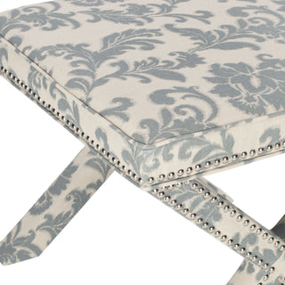 Safavieh Palmer Ottoman-Silver Nail Heads Slate and Beige Furniture 