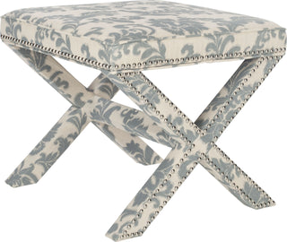 Safavieh Palmer Ottoman-Silver Nail Heads Slate and Beige Furniture 