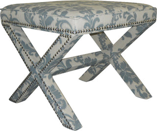 Safavieh Palmer Ottoman-Silver Nail Heads Slate and Beige Furniture Main