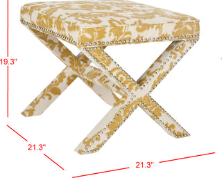 Safavieh Palmer Ottoman-Silver Nail Heads Maize and Beige Furniture 