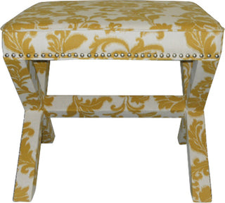 Safavieh Palmer Ottoman-Silver Nail Heads Maize and Beige Furniture main image