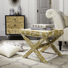 Safavieh Palmer Ottoman-Silver Nail Heads Maize and Beige Furniture  Feature