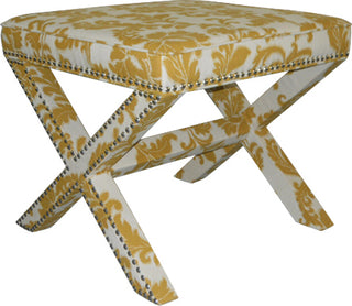 Safavieh Palmer Ottoman-Silver Nail Heads Maize and Beige Furniture Main