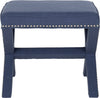 Safavieh Palmer Ottoman-Silver Nail Heads Navy Furniture main image