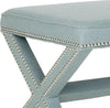 Safavieh Palmer Ottoman-Silver Nail Heads Sky Blue Furniture 