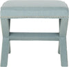 Safavieh Palmer Ottoman-Silver Nail Heads Sky Blue Furniture main image