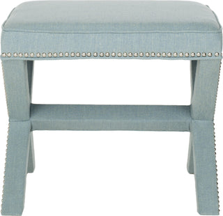 Safavieh Palmer Ottoman-Silver Nail Heads Sky Blue Furniture main image