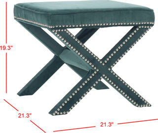 Safavieh Palmer Ottoman-Silver Nail Heads Marine Furniture 