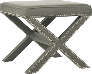 Safavieh Palmer Ottoman-Silver Nail Heads Sea Mist Furniture 