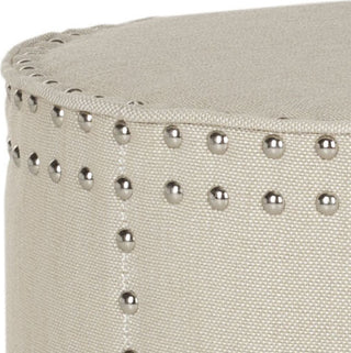 Safavieh Paula Ottoman-Silver Nail Heads Off White Furniture 