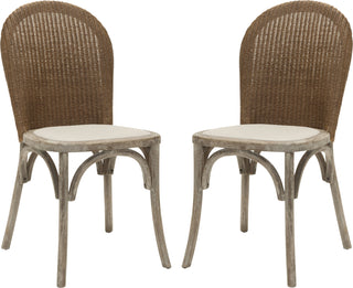 Safavieh Kioni 19''H Rattan Side Chair (SET Of 2) Taupe and Pickled Oak Furniture 