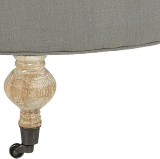 Safavieh Clara Tufted Round Ottoman Granite and Pickled Oak Furniture 