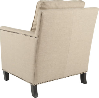 Safavieh Buckler Club Chair-Silver Nail Heads Wheat Beige and Espresso Furniture 