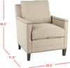 Safavieh Buckler Club Chair-Silver Nail Heads Wheat Beige and Espresso Furniture 