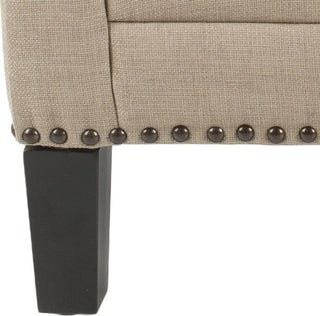 Safavieh Buckler Club Chair-Silver Nail Heads Wheat Beige and Espresso Furniture 