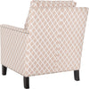 Safavieh Buckler Club Chair-Silver Nail Heads Peach Pink and White Espresso Furniture 