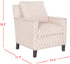 Safavieh Buckler Club Chair-Silver Nail Heads Peach Pink and White Espresso Furniture 