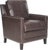 Safavieh Buckler Club Chair-Silver Nail Heads Antique Brown and Espresso Furniture  Feature